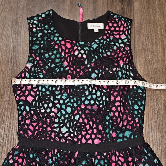 Wolven Anthropologie Women's Terrace Black Lace Overlay Floral Sheath Dress Sz 4 - Picture 12 of 15